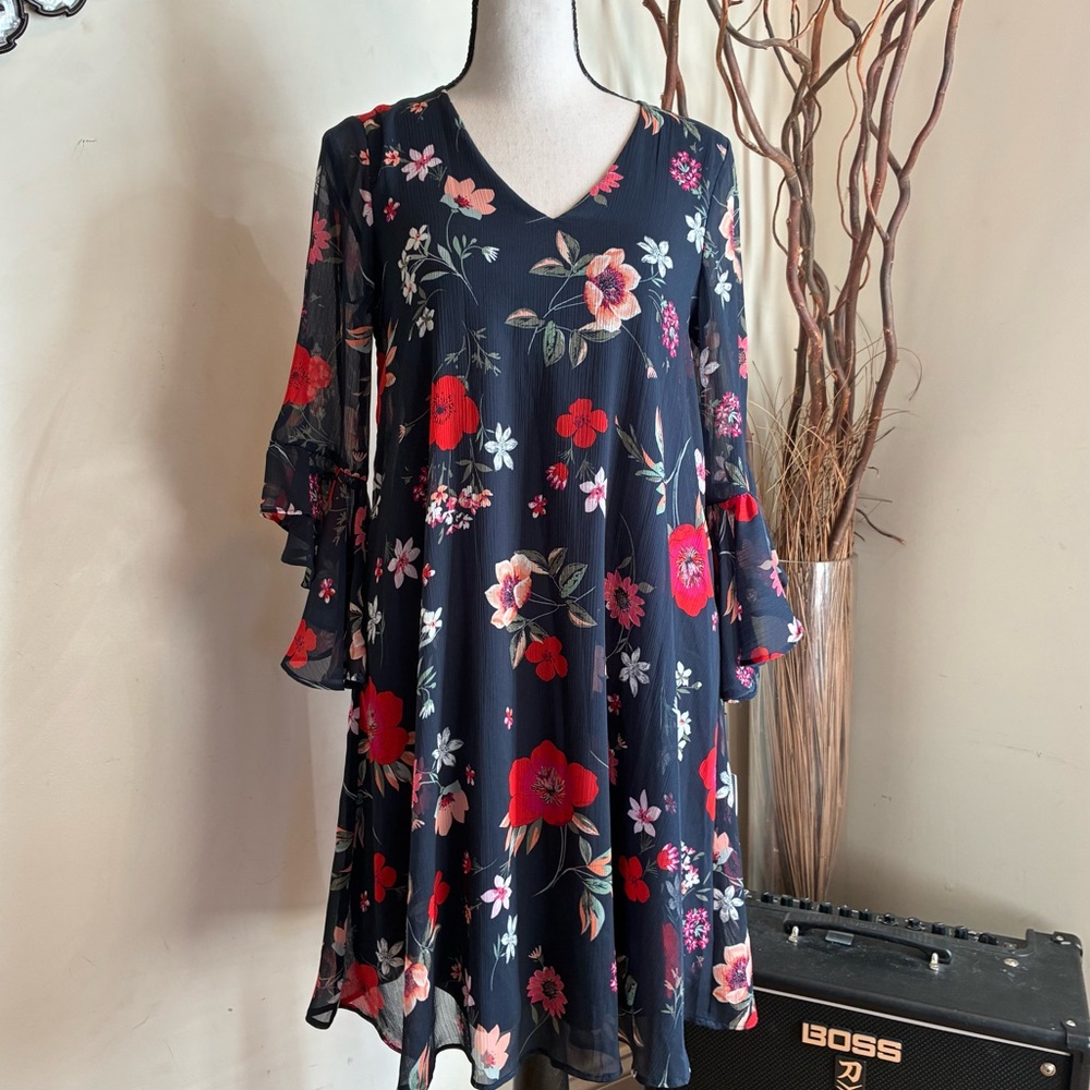 Calvin Klein Floral Navy Mini Dress